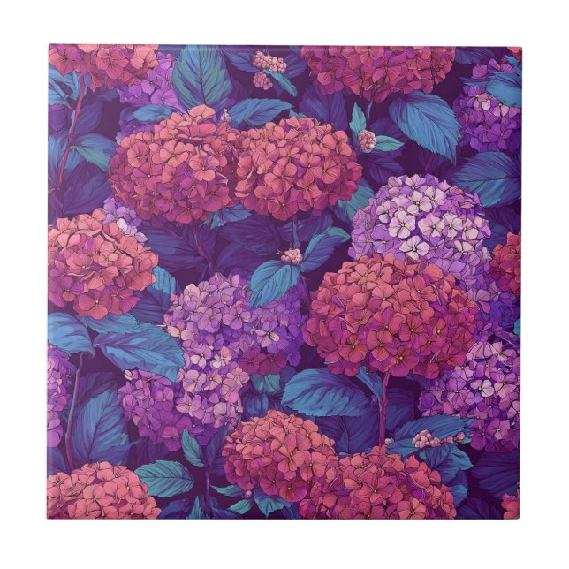 Frische Retro-Hydrangeas-Fliesen für Kunstböden Fliese (Vorderseite)