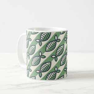Frische Retrofische grün und grau Kaffeetasse