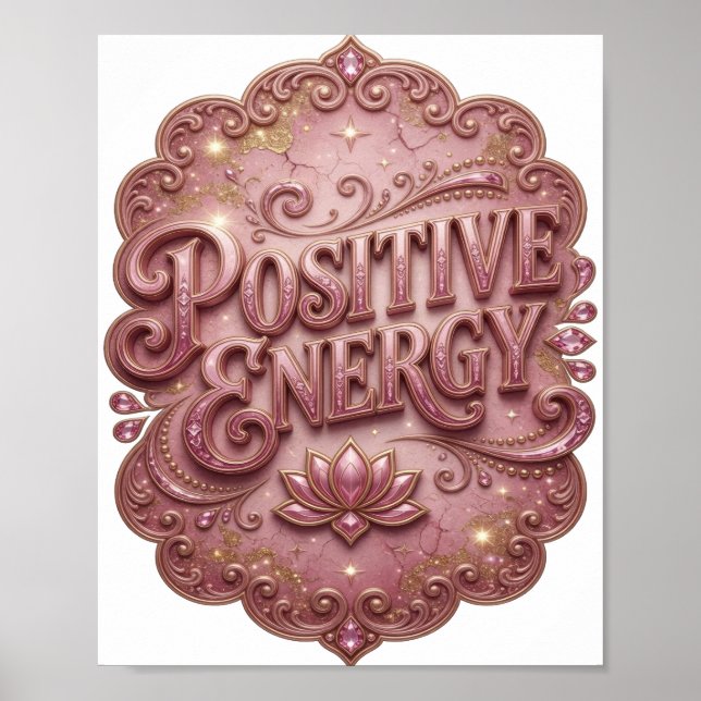 Frische rosa POSITIVE ENERGIE 3D-Textkunst Poster (Vorne)