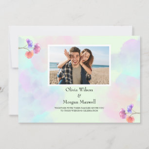 Frische rosa und blaue Hochzeitseinladungen Einladung