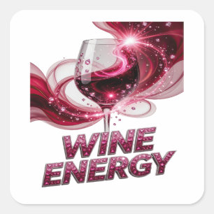 Frische rosa WINE ENERGY Quadrateckenaufkleber Quadratischer Aufkleber
