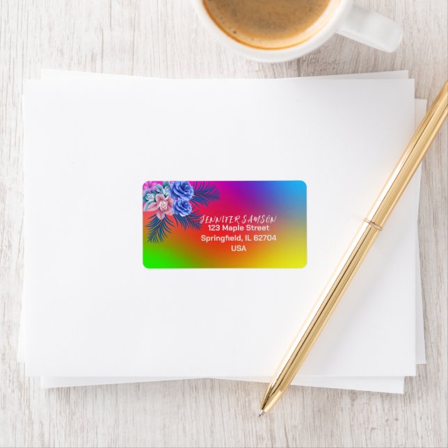 Frische Rose Boho Moderne Moderne tropische Küche Adressaufkleber (Insitu)