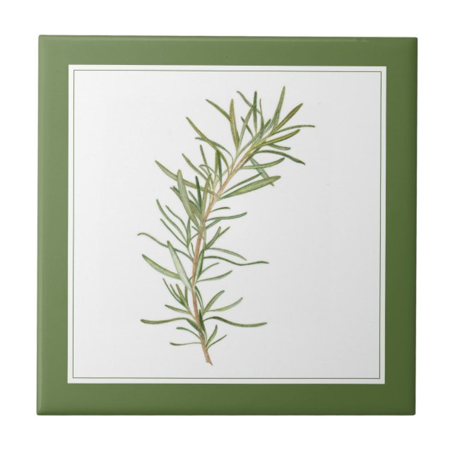 FRISCHE ROSEMARY 4.25" Keramik Tile (Text) Grün Fliese (Vorderseite)