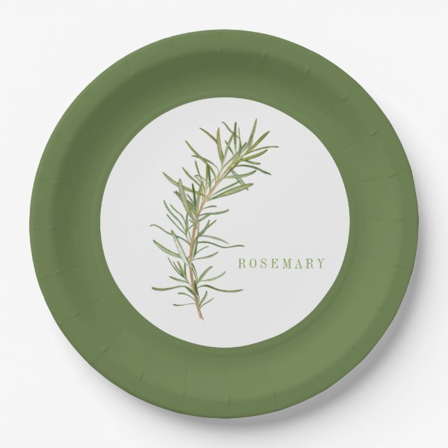 FRISCHE ROSEMARY 9" Round Paper Teller - Grünbuch (Vorderseite)