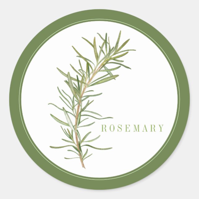 FRISCHE ROSEMARY Große runde Sticker (+text) Grün (Vorderseite)