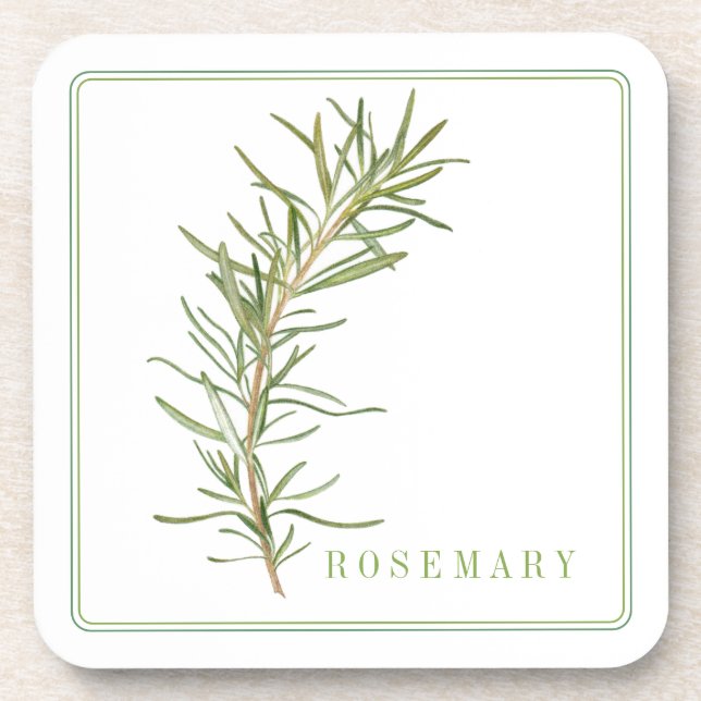 FRISCHE ROSEMARY-HartplastikUntersetzer (+text) Getränkeuntersetzer (Vorderseite)