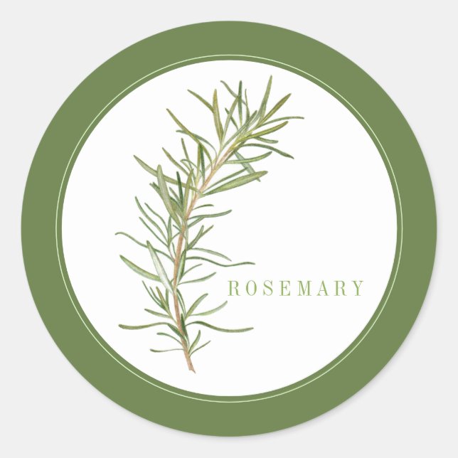 FRISCHE ROSEMARY Kleine runde Stickers (+text) Grü (Vorderseite)