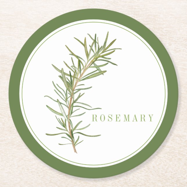 FRISCHE ROSEMARY Round Paper Untersetzer (+text) G (Vorderseite)