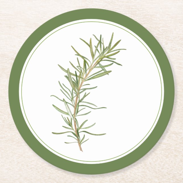 FRISCHE ROSEMARY Round Paper Untersetzer (-text) G (Vorderseite)