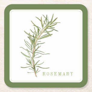 FRISCHE ROSEMARY Square Paper Untersetzer (+text) 