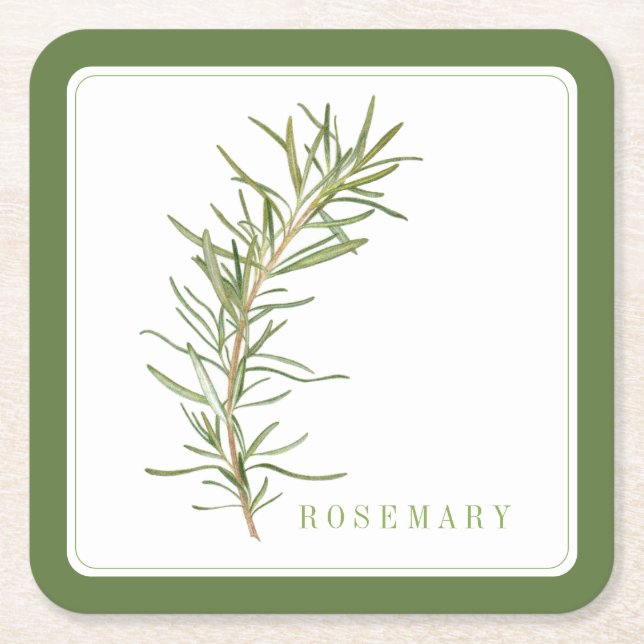 FRISCHE ROSEMARY Square Paper Untersetzer (+text)  (Vorderseite)