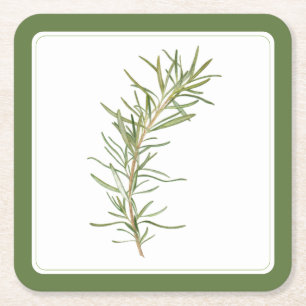 FRISCHE ROSEMARY-Square Paper-Untersetzer (-text) Rechteckiger Pappuntersetzer