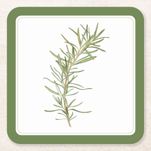 FRISCHE ROSEMARY-Square Paper-Untersetzer (-text) Rechteckiger Pappuntersetzer (Vorderseite)
