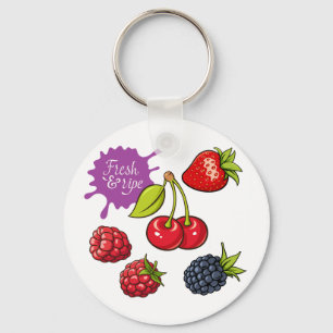 Frische rote Beeren und Kirschen Schlüsselanhänger