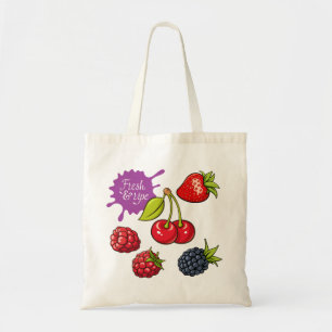 Frische rote Beeren und Kirschen Tragetasche