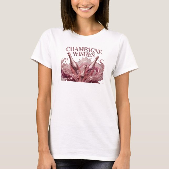 Frische rote CHAMPAGNER-WÜNSCHE Grafik T-Shirt (Vorderseite)