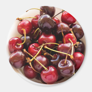 Frische rote Kirschen in einer Schüssel Fotografie Magnet