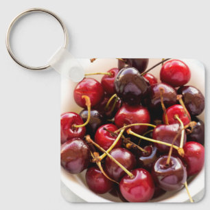 Frische rote Kirschen in einer Schüssel Fotografie Schlüsselanhänger