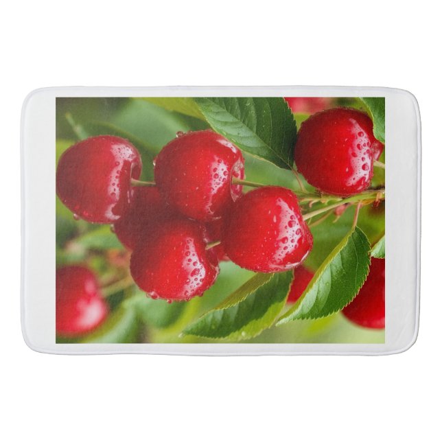 Frische rote Kirschen Sherpa-Decke Badematte (Vorderseite)