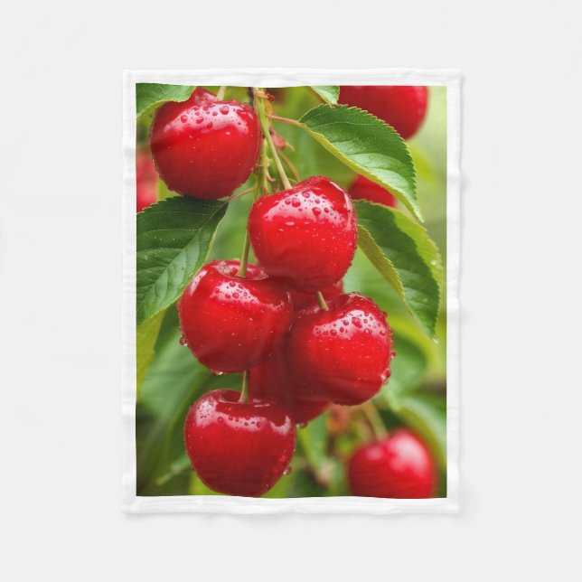 Frische rote Kirschen Sherpa-Decke Fleecedecke (Vorderseite)