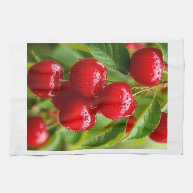Frische rote Kirschen Sherpa-Decke Geschirrtuch (Horizontal)