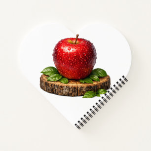 Frische rote realistische Apfel mit Wassertropfen Notizbuch