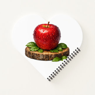 Frische rote realistische Apfel mit Wassertropfen Notizbuch