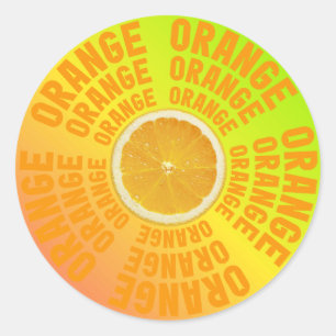 Frische & Saftige Orangenscheibe Typografie Aufkle Runder Aufkleber