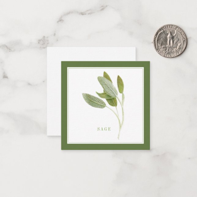 FRISCHE SAGE 2,5" Square Flat Card/Green Mitteilungskarte (Vorderseite/Rückseite Beispiel)