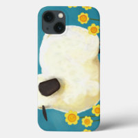 Frische Schafe und gelbe Blumen