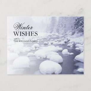 Frische Schneedecke in Creek im Winter Postkarte