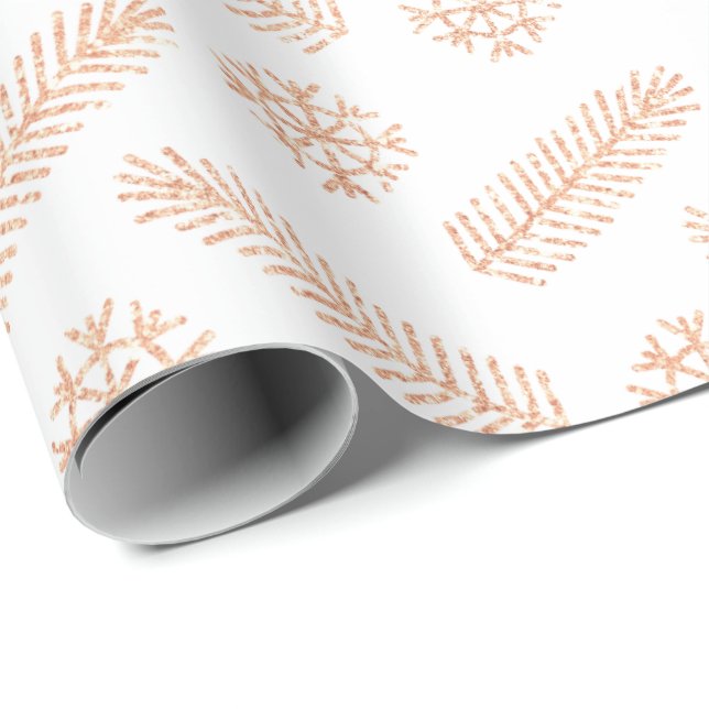 Frische Schneeflocken Rosa Rose Gold Hütte Urlaub Geschenkpapier (Rolleneckpunkt)