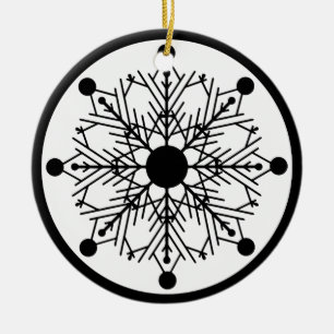 Frische Schwarz-Weiß-Schneeflocken-Urlaubsornament Keramikornament