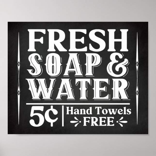 Frische Seife & Wasser Vintag Bauernhof Bad Post Poster (Vorne)