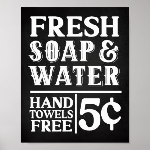 Frische Seife & Wasser Vintage Farmhouse Badezimme Poster
