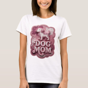 Frische Silber DOG MOM Druck T-Shirt