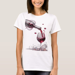 Frische Silber ROTWEIN künstlerisches Motiv T-Shirt