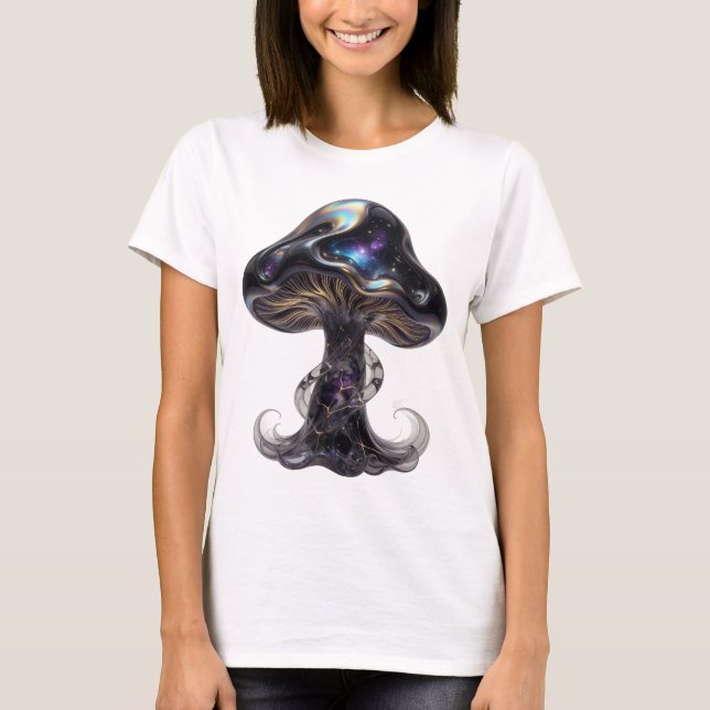 Frische Silber SPACE MUSHROOM Custom Design T-Shirt (Vorderseite)