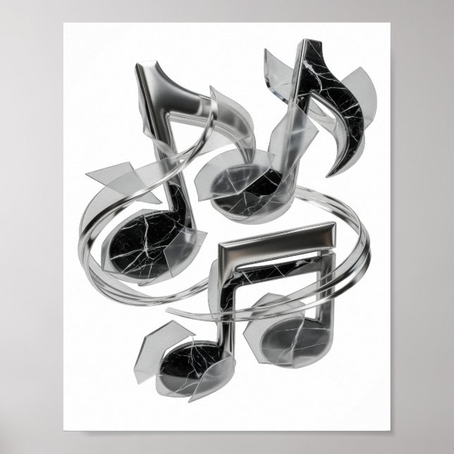 Frische silberne ABSTRACT ART Grafikdesign Poster (Vorne)