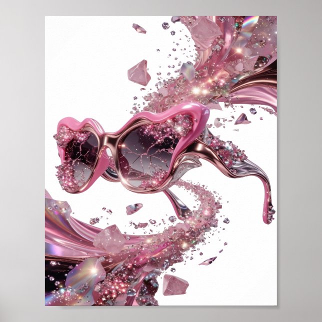 Frische silberne ABSTRACTE KUNST Abstrakte Gestalt Poster (Vorne)