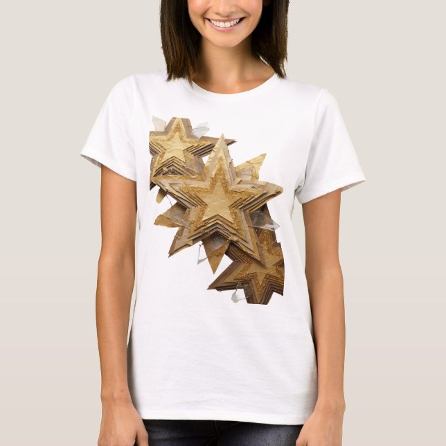 Frische silberne GOLDENE STERNE Statement-Design T-Shirt (Vorderseite)