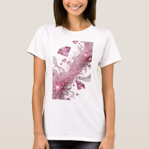 Frische Silberne ROSA DIAMANTEN UND GLAS BLUMEN T-Shirt