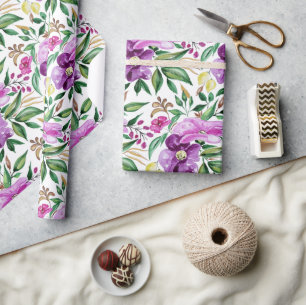 Frische Sommerblumen-Wasserfarben-Muster Geschenkpapier