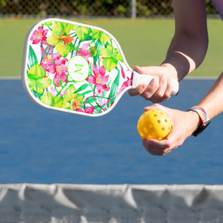 Frische Sommerfarben und Blumen Pickleball Schläger
