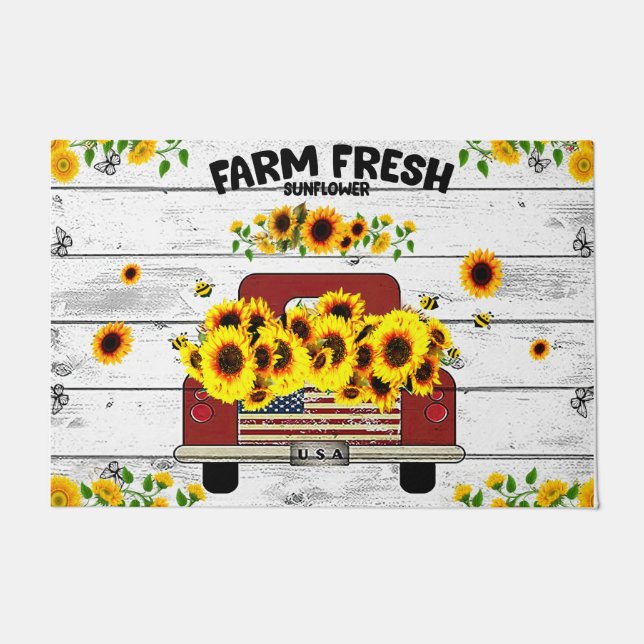 Frische Sonnenblumen, Farm, LKW-Mat Fußmatte