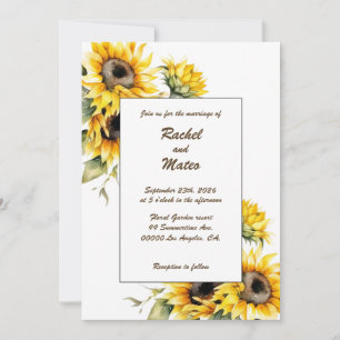 Frische Sonnenblumen: Personalisierte Einladung zu