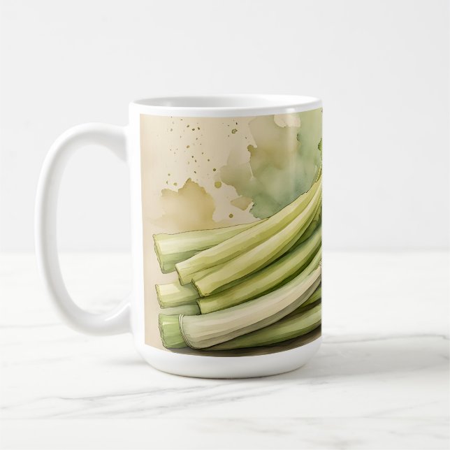 Frische Staudensellerie Wasserfarben Kaffeetasse (Links)