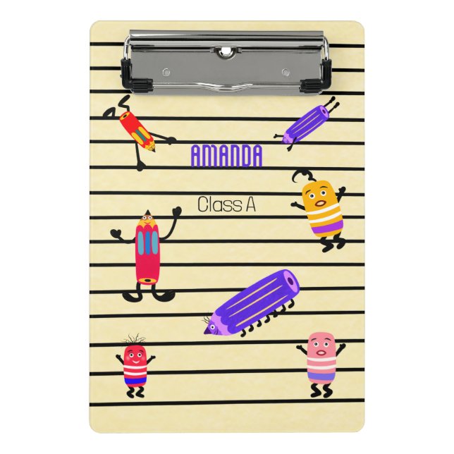 Frische Stifte und Gummen Mini Klemmbrett (Vorderseite)