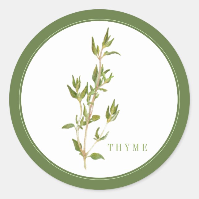 FRISCHE THYME Große runde Sticker (+Text) Grün (Vorderseite)