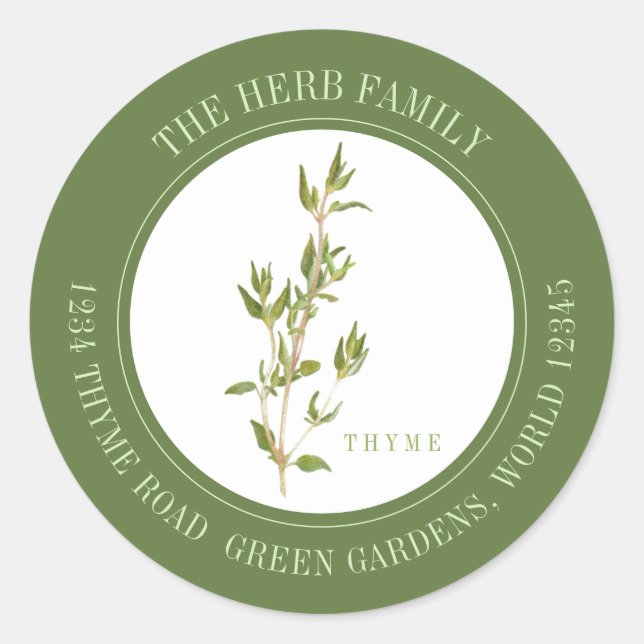 FRISCHE THYME Kleine Runde Umschlag Aufkleber - Gr (Vorderseite)